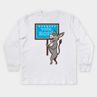 Vote 2016 Democrat Donkey Mascot Cartoon Kids Long Sleeve T-Shirt